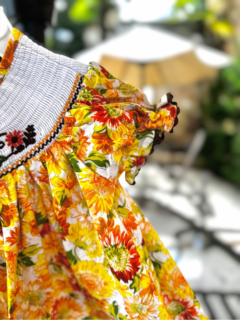 Girls Lil Cactus Fall Sunflower/Pumpkin Smocked Dress, 12-24M - Picture 8 of 10